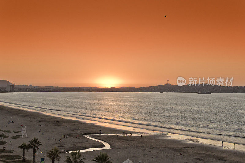 日落在La Serena, Coquimbo, Chile